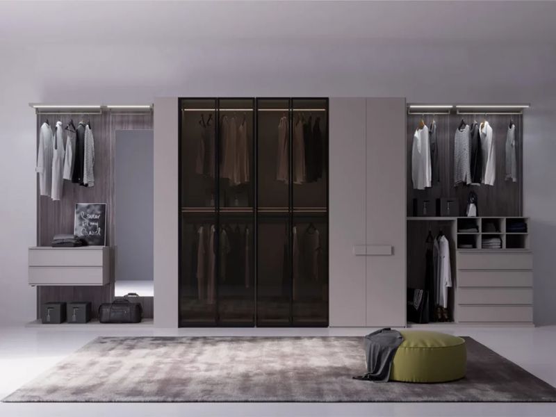 Glass panels of wardrobe