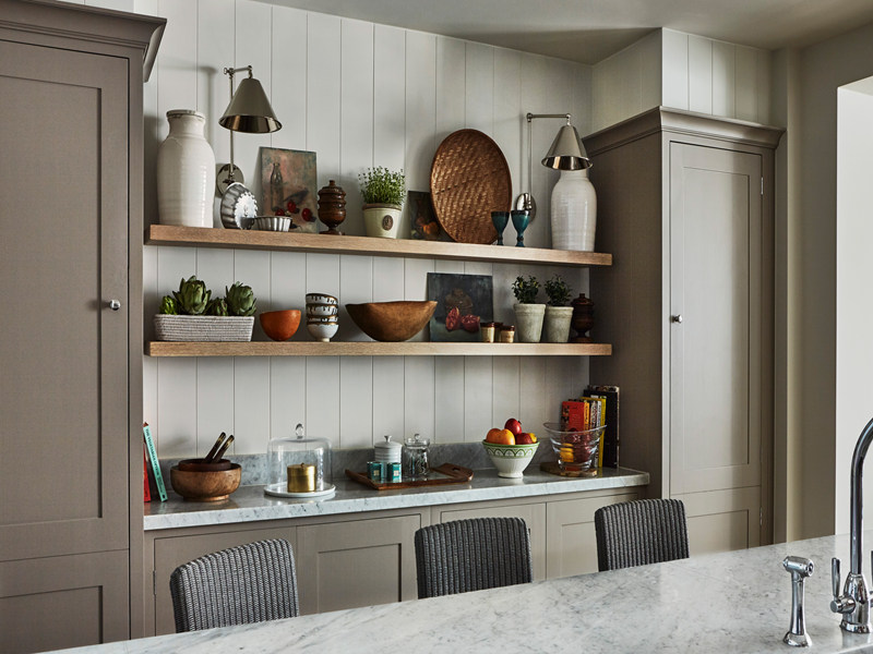 open shelves in kitchen cabinet