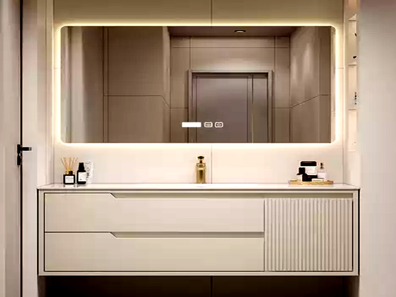 Luxury Modern Wall Mounted Bathroom Vanity Unit With LED Light